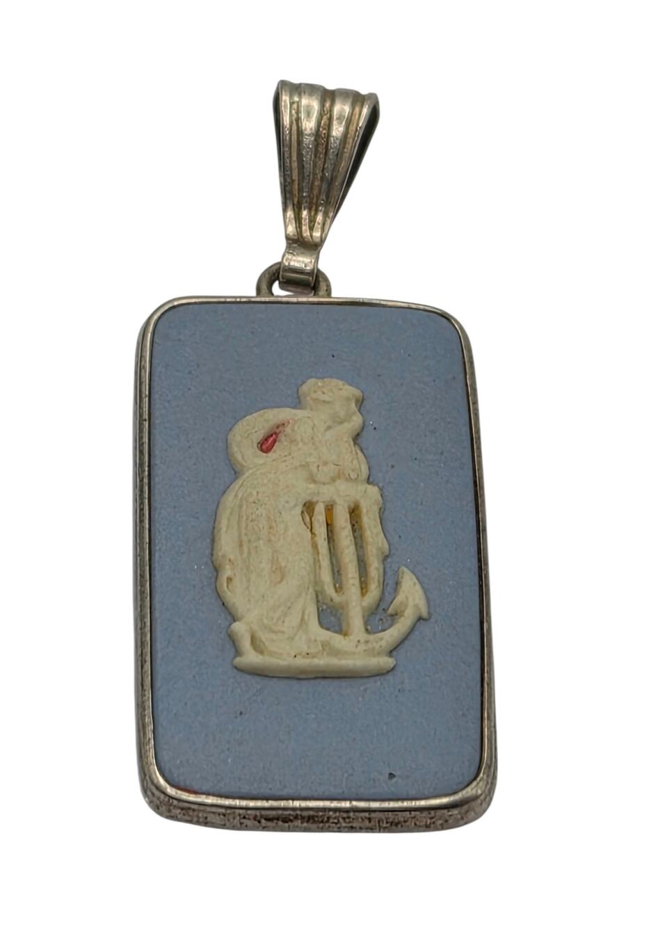 Vintage Wedgwood Sterling Jasperware Pendant Cherub Anchor England